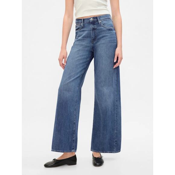 NWT GAP Denim High Waisted Wide-Leg Jean Trousers Blue Women's Size 18 / 34R - Picture 1 of 6